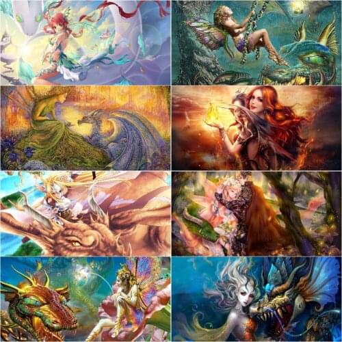 5D Diamond Painting Cartoon Series Landscape Fairy Dragon Full Square Diamond Embroidery Cross Stitch Kit Mosaic Home Decor