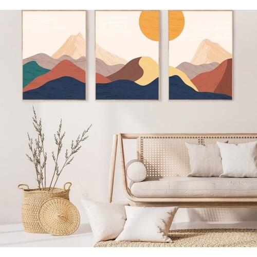 Abstract Mountain Landscape Poster Geometric Wall Art Canvas Paintings Scandinavian Style Prints Living Room Interior Decoration