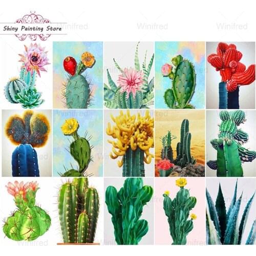 5D DIY Diamond Painting Cactus Plant Flower Full Square Round Rhinestone Diamond Embroidery Nordic Home Decor Handmade Painting