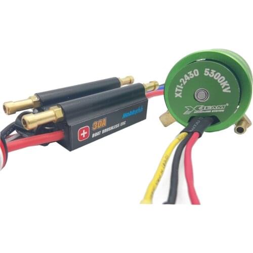 Hobbyhh 30A two-way boat ESC 2430 5300kv water jacket brushless motor are suitable for 40cm boat recommended battery 2S Li-po