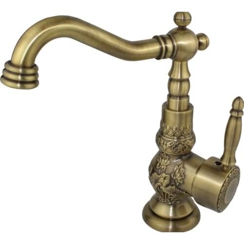 Free ship antique clour solid brass Single handle bathroom basin flowers faucet mixer tap New