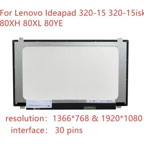 Free shipping monitor replace For Lenovo Ideapad 320-15isk 80XH Laptop LCD Screen 15.6" LED Display HD eDP 30 Pins 320 15 isk