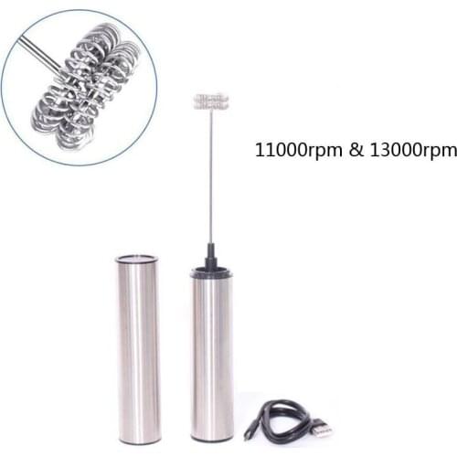 USB Rechargeable Blender Milk Frother Handheld Electric Mixer Foam Maker Stainless Whisk 2 Speed for Coffee Cappuccino