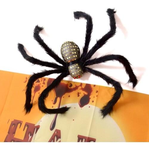 Big Black Plush Spider Halloween Simulation Spider For Happy Halloween Party Outdoor Spider Web Decor Haunted House Horror Props