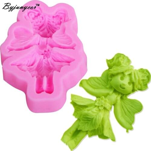 Byjunyeor F1086 Doll Girl UV Resin Silicone Mold Fondant Chocolate Candy Lollipop Crystal Epoxy Soft Clay Bake Tools