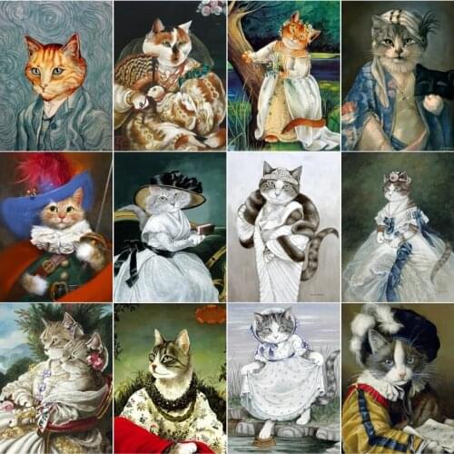 Pet Cat Diamond Embroidery Painting Kitten Princess Diamond Mosaic Full Square Round Rhinestone Embroidery Cross Stitch Kits
