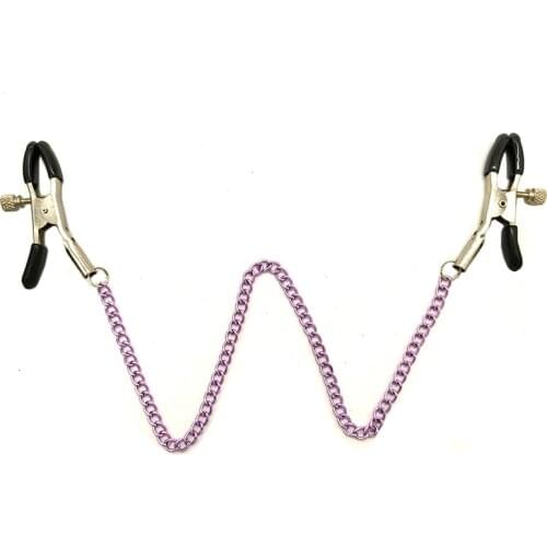 Fantasy Metal Purple Chain Nipple Clamps Breast Clip Slaves Nipple Clips Exotic Accessories For Couples