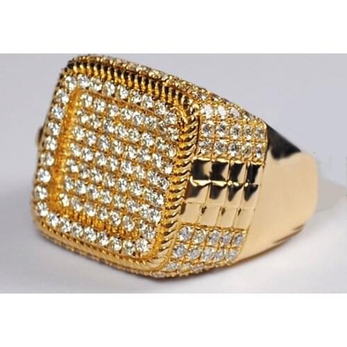 FDLK Micro Pave AAA Cubic Zirconia Bling Iced Out Geometric Square Men Signet Rings Male Hip Hop Rapper Jewelry Size 5-12