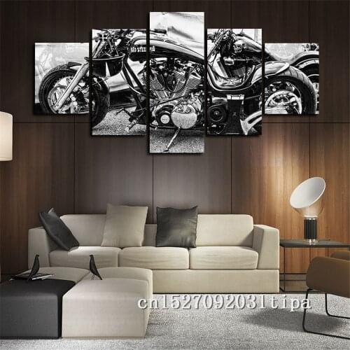 Motor Harley 5 Panel Abstract Wall Art Oil Painting Poster Canvas Painting Print Pictures for Living Room Home Decor