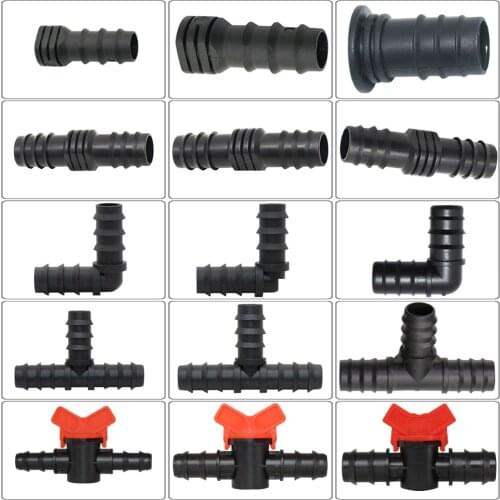 MUCIAKIE 16mm 20mm 25mm End Plug Elbow Tee Shut-off Connector Connect 16 20 25mm PE Tu Bing Garden Water Connecter Fittings
