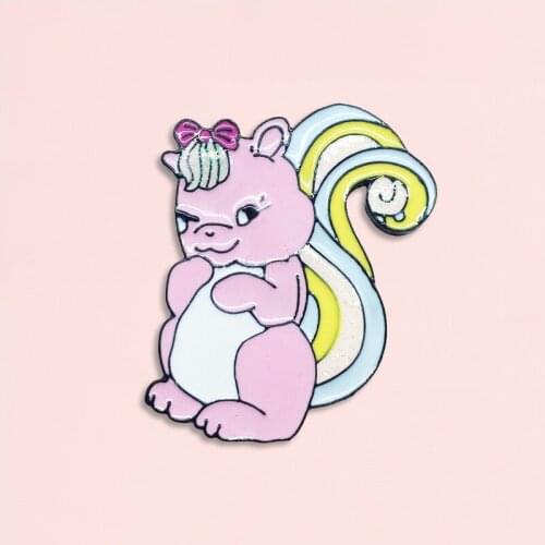 Cartoon Cut Animal Brooch Badge For Girl Shy Lady Squirrel Enamel Brooch Lapel Pin Jewelry Gift For Girl