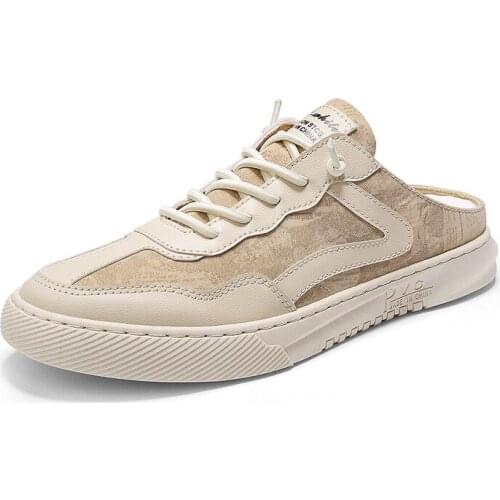 New mens small white shoes 2020 summer breathable half drag shoes casual board shoes mens shoes