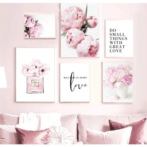 Pink Flower Bud Poster Wall Art Canvas Painting Quote Plant Print Nordic Fashion Modern Home Decor Picture For Dormitory Design