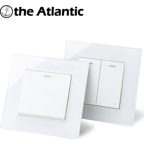 16A 1 2 3 4 Gang Light Switch Wall Rocker Switches Interruptor With Fluorescent Light White Glass Panel Lamp Light 86 Type