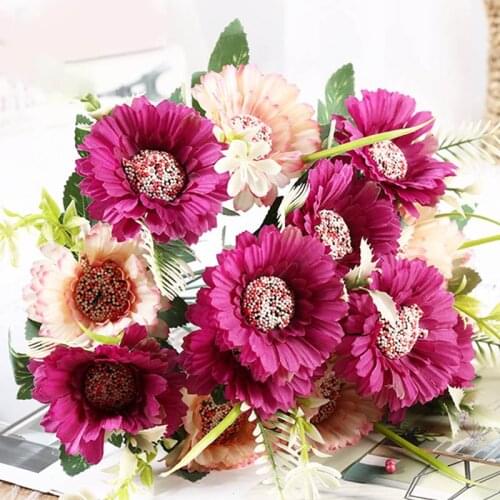 New 1 bunch of artificial gerbera silk flower daisy artificial flower sunflower family garden party wedding decoration