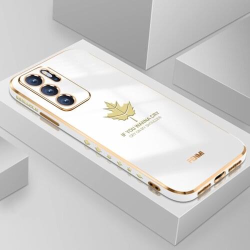 Plating Ring Holder Case For Reno 6 Pro Reno 5 Reno 4 Z 5G Soft Silicone Maple leaf Phone Cover For Reno6 Pro Plus Reno5 pro