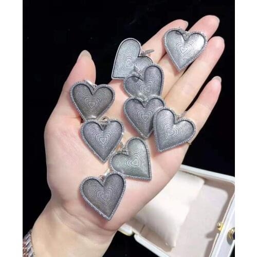 35mm Silver plated Cz micro Heart pendant
