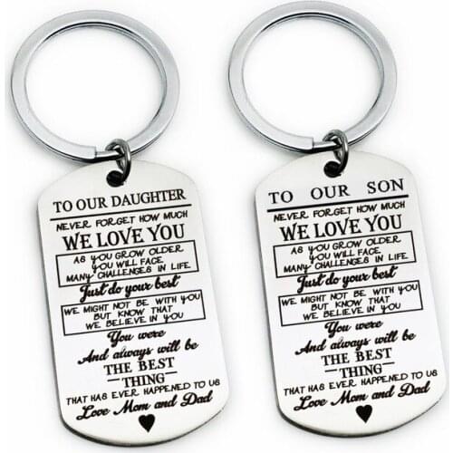 Oeinin Simple Keychain Man TO OUR SON DAUGHTER Key Holder Bag Unisex Letter Color Alloy Key Chain Pendant Accessories Porte Clef