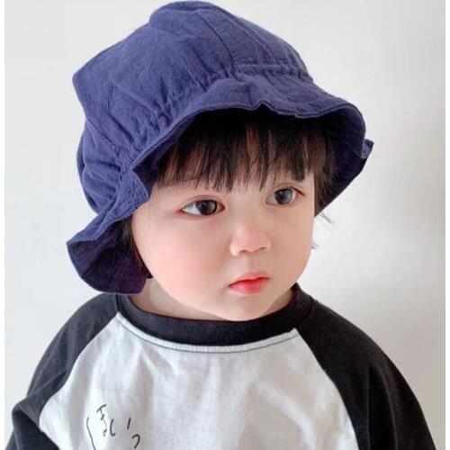 Adjustable Baby Hats Solid Color Bucket Hats for Children Breathable Sun Shade Hats Summer Outdoor Caps for Baby Boy and Girl