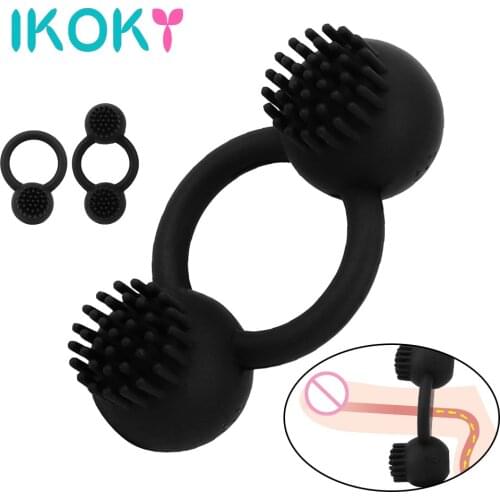 IKOKY Delay Ejaculation Clitoris Stimulator Sex Toys for Men Couple 10 Speed Vibrating USB Penis Ring G spot Cock Ring Sex Shop