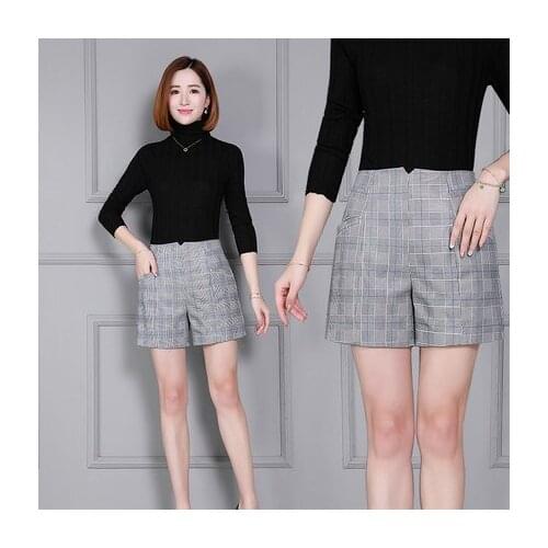 Top brand Autumn and 2020 Winter New Print High Waist Slim Wide Leg Shorts KS12 high quality