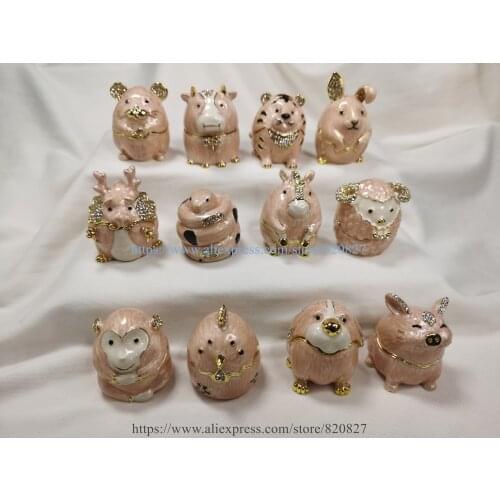 Vintage 12 Zodiac Trinket Collectibles Boxes Small Twelve Zodiac Jewelry Keepsake Case 1 pc only