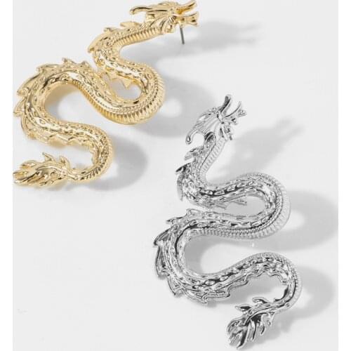 Dragon - shaped high - grade metal earrings creative unique design popular earrings exaggerated temperament jewelry dance party