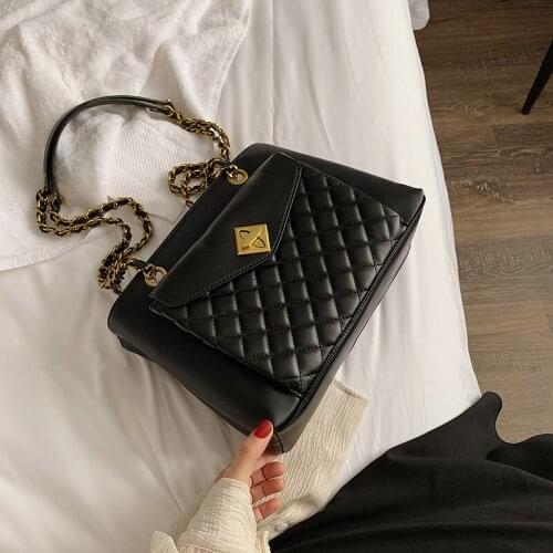 Elegant Female Casual Tote Bag 2020 Fashion New Quality PU Leather Womens Designer Handbag Lingge Chain Shoulder Messenger Bag