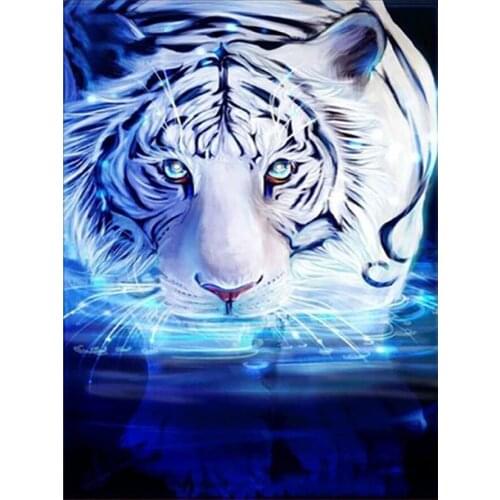 White Tiger Animal Diamond Painting Round Full Drill Nouveaute DIY Mosaic Embroidery 5D Cross Stitch Home Decor Gifts