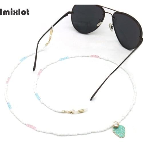 1PC Women Fashion Enamel Leaf Eyeglass Chains Beaded Mask Chain Strap Hang On Neck Glasses Holder Rope For Women Glasses Strap