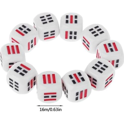 10 Pcs D6 Dices For Easy Fortune-Telling Divination Dice Ba Gua Eight Trigrams Parts Accessory 16mm