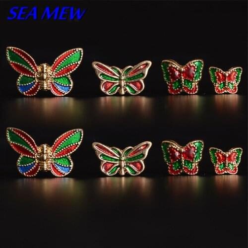 10 PCS Metal Alloy Enamel Drops Of Glaze Butterfly Beads Spacer Beads Hole Bead DIY Accessories