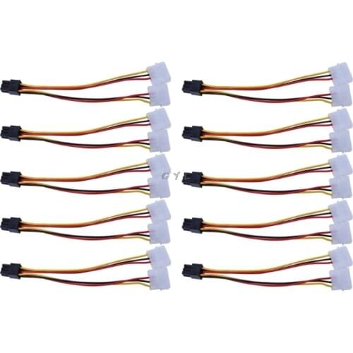 10PCS Molex 4 Pin to PCI-E PCI Expess 6 Pin Power Converter Adapter Cable Connector Power Supply