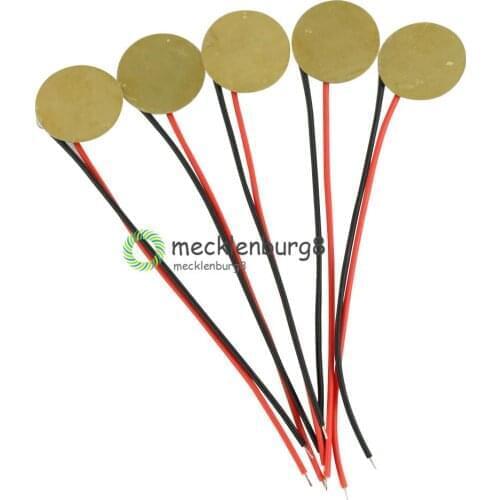 10PCS NEW 12mm Piezo Elements Sounder Sensor Trigger Drum Disc + wire copper M8