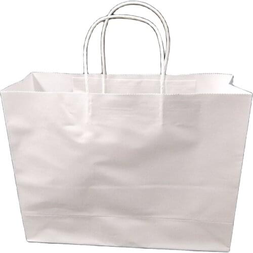 100pcs Custom Logo Printed Eco-Friendly White Kraft Paper Gift Bag with Rope Handle
