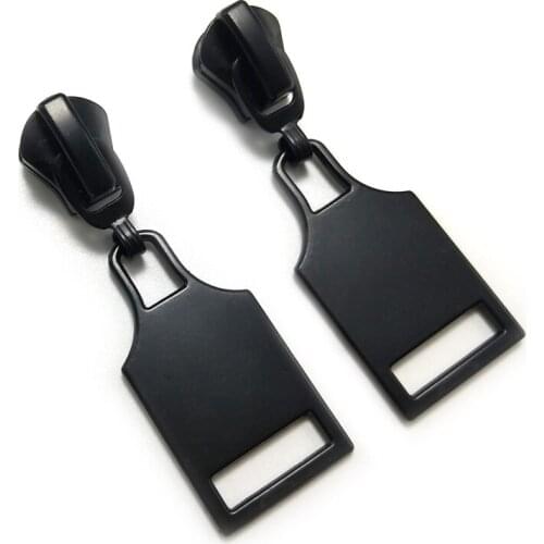20pcs/lot, Plating Gun Black 5# Resin Zipper Slider, Nylon Reverse Zipper Slider with Rectangle Pull