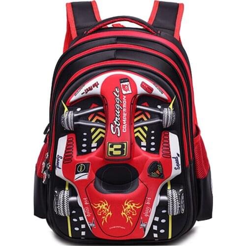 3D School Bags For Boys Nylon Cartoon Backpack student Large capacity Car robot bags Waterproof book bag B0093