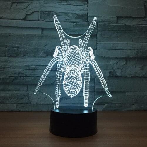 7 Colors Spider Modelling 3D LED Night Light with Touch Remote Control 3D Table Lamp for Home Bedroom Deccoration Lighting