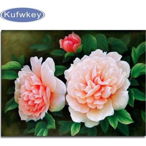 5d Diy diamond painting Cross stitch kit peony 30*40cm Handicraft and art Needlework 3d square drill mosaic Diamond Embroidery