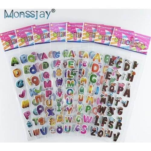 8 Sheets/set Alphabet Letters Cognition Stickers For Children Early Learning Toys 3D Sticker Kids Notebook DIY Stickers