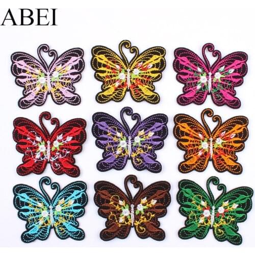 9pcs/lot Embroidered elegant Butterfly Patch Iron On Sew On Stickers DIY Dress appliques Handmade Garments Jeans Coats Badge