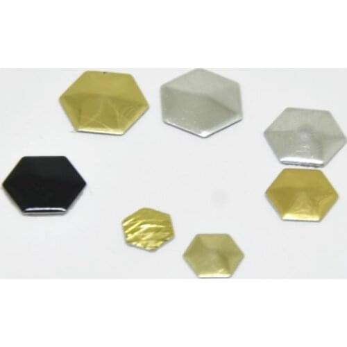 Aluminum Loose Beads Hotfix Rhinestones Metallic Flat Back Iron On Rhinestuds Hexagonal Shape DIY Accessories Gold Silver Black