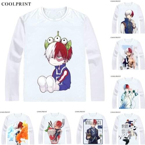 Todoroki Shouto T Shirt Boku no Hero Academia My Hero Academia Men T-shirt Casual Vintage TShirt Printed Long Sleeve Shirts