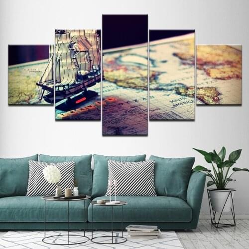 HD Print Canvas Modular Art Music CD Record Painting Home Decor 5 Panel Black And White DJ Player Wall Pictures For Living Room