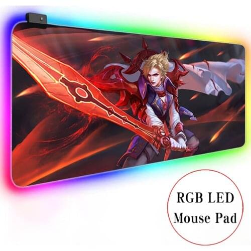 Glory of Kings DIY Gaming Large Anime Mousepad RGB Computer Mouse Pad Gamer Mause Pad LED Backlit Mat Keyboard Desk Mat