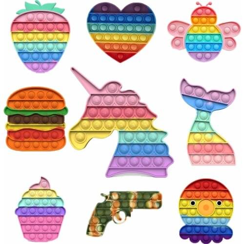 Pop Fidget Reliver Stress Toys Rainbow Push Bubble Antistress Toys Adult Children Sensory Toy To Relieve Autism