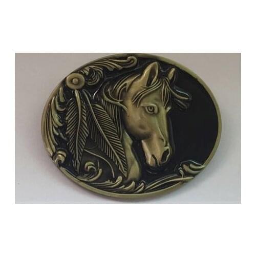 Western Cowboy With Bronze House belt buckle