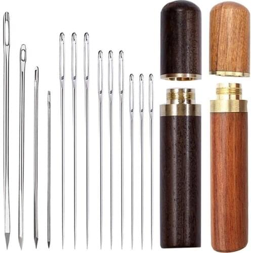 LMDZ Stitching Needles Sewing Needles Leather Stitching Needle Big Eye Hand Sewing Needles Fabric Cross Sewing Needles with Case