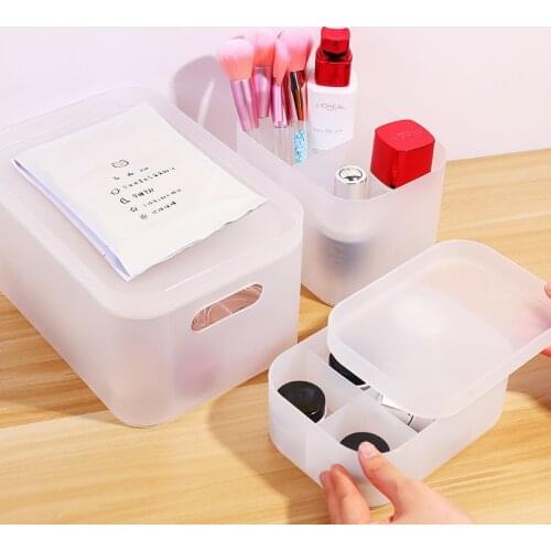Small White PP Material Stationery Holder Kawaii Half Transparent Washi Tape Organizer Box Pen Holders