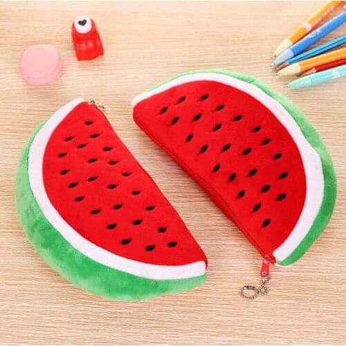 Cute coin purse cute big watermelon fashion watermelon storage pencil case cute plush stationery bag Plush Zero Wallet Women